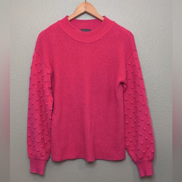Vince Camuto Pink‎ Magenta Knit Sweater Bobble Stitch Puff Sleeve Ladies Small - Picture 13 of 15